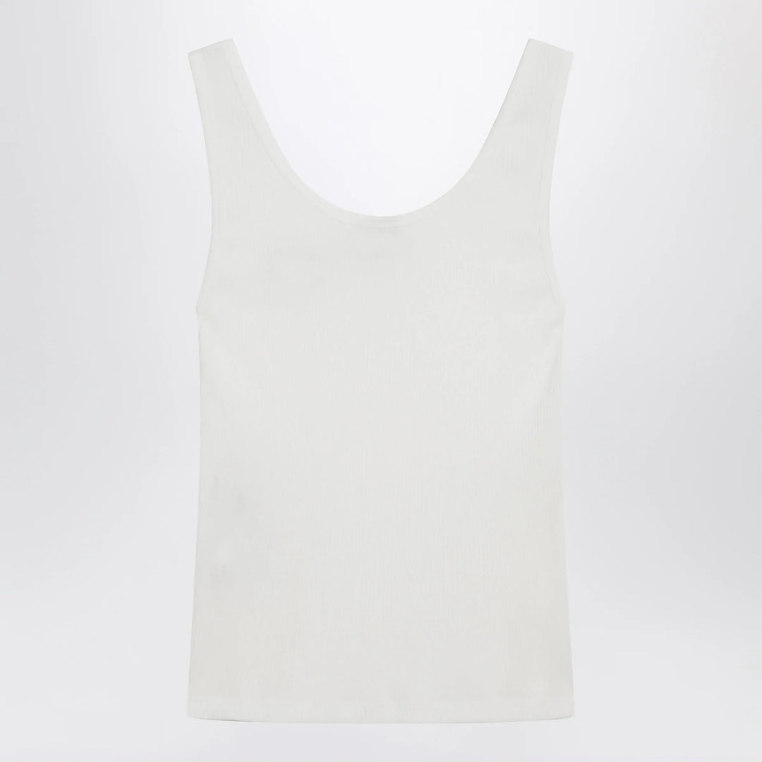 Chloé - White ribbed tank top with logo Brand Shirts &amp; Tops