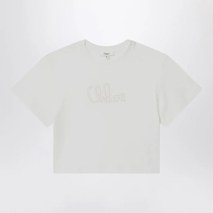 Chloé - White T-shirt with embroidered logo Brand Shirts &amp; Tops