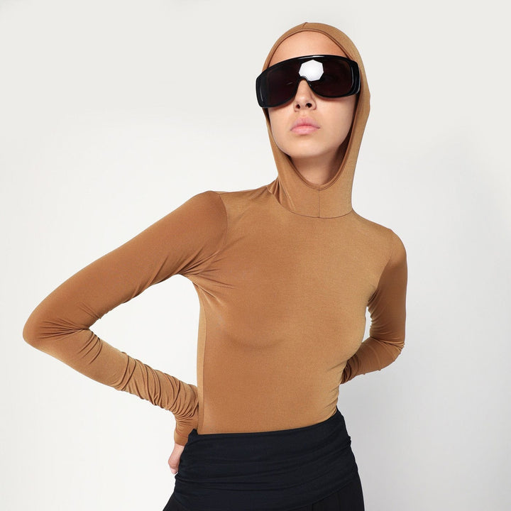 Shirts &amp; Tops DARKPARK - Billie hooded top in caramel colour Brand