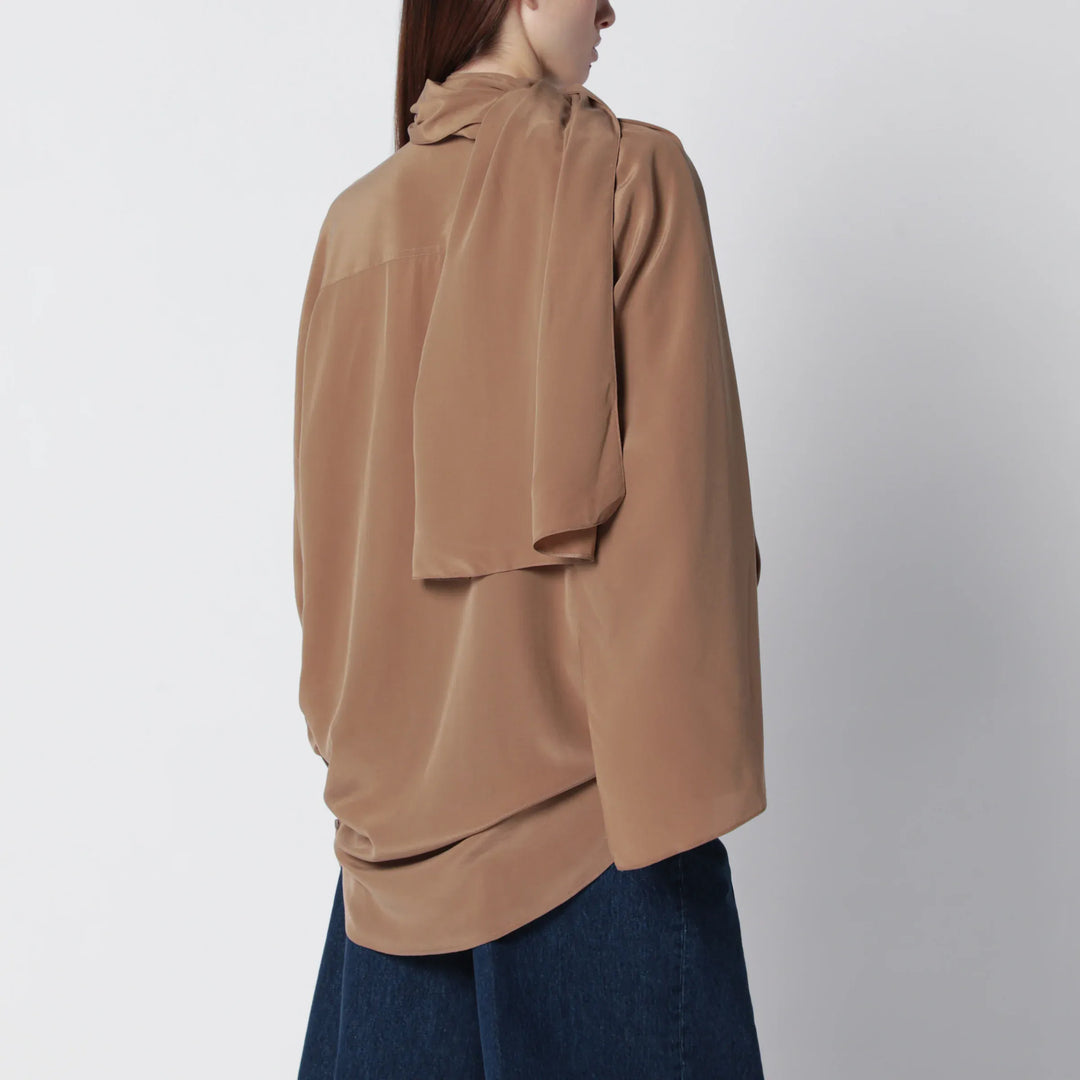 DARKPARK - Oversized Georgia silk shirt in tobacco color Brand Shirts &amp; Tops