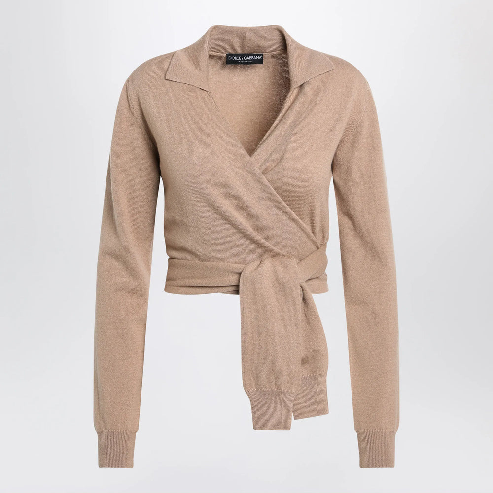 Dolce&Gabbana - Beige wrap cardigan in cashmere Brand Shirts & Tops 40  IT