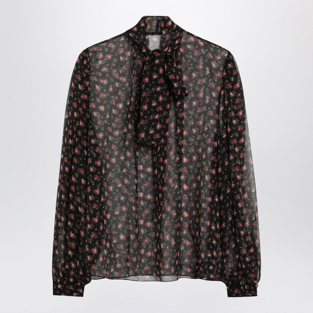 Shirts & Tops Dolce&Gabbana - Black chiffon blouse with small rose print Brand