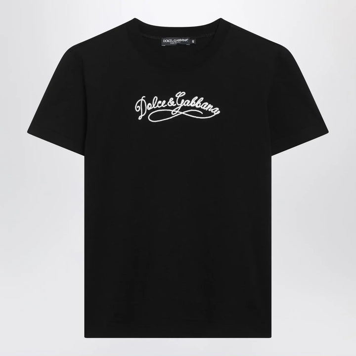Dolce&amp;Gabbana - Black jersey T-shirt with embroidery Brand Shirts &amp; Tops 40  IT