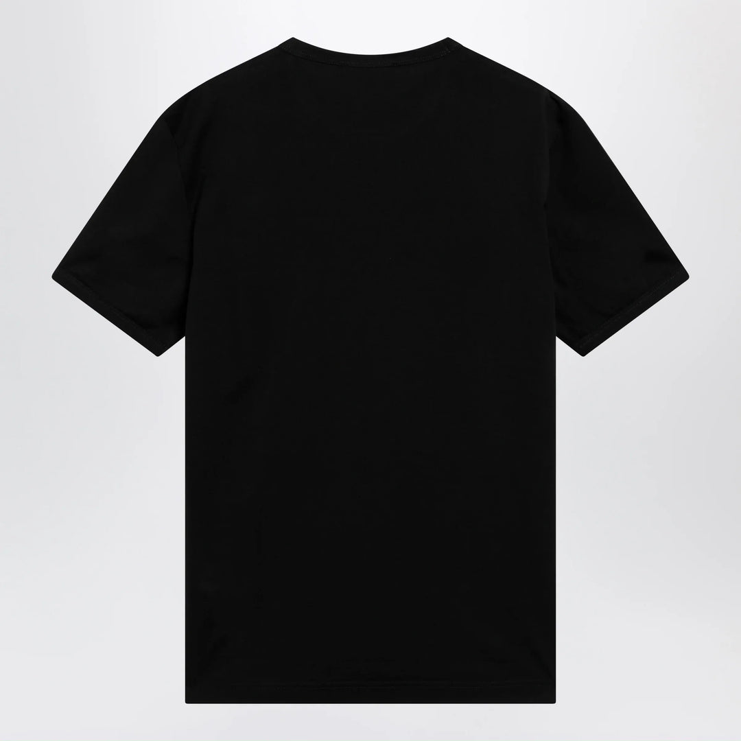 Dolce&amp;Gabbana - Cotton T-shirt with logo plaque in black Brand Shirts &amp; Tops