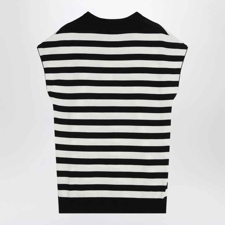 Dolce&amp;Gabbana - Sleeveless kimono-style striped sweater Brand Shirts &amp; Tops 46 IT