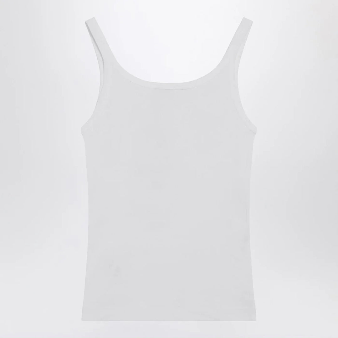Dolce&amp;Gabbana - White tank top with logo embroidery Brand Shirts &amp; Tops 40  IT