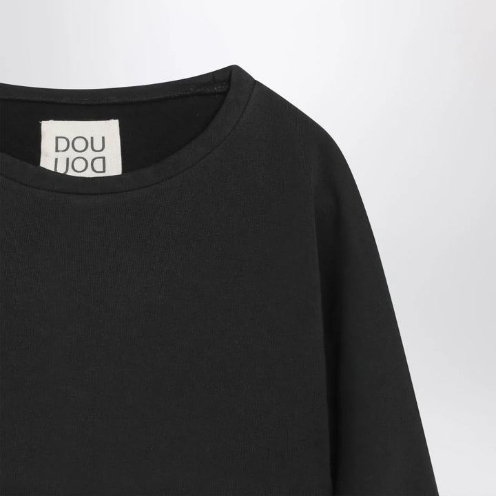 Douuod - Cropped sweatshirt in black cotton Brand Shirts &amp; Tops