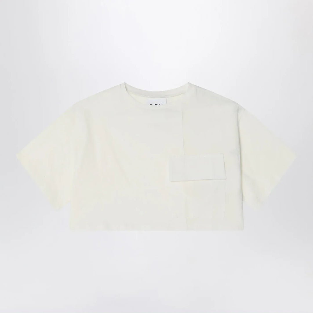 Douuod - Ivory cropped t-shirt in cotton Brand Shirts &amp; Tops 6
