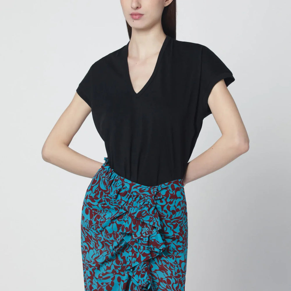 Dries Van Noten - Black V-neck T-shirt Brand Shirts & Tops XS
