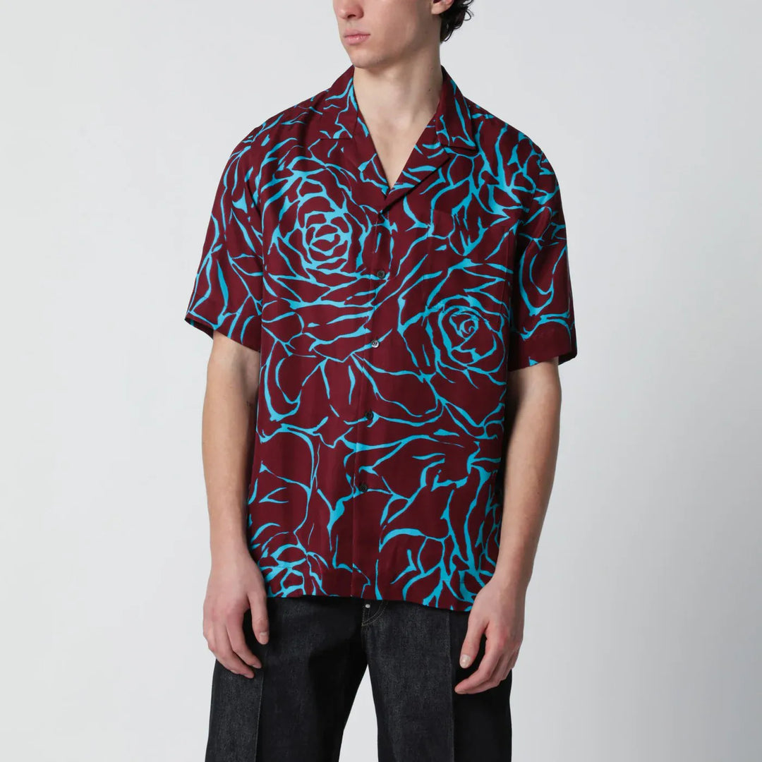 Dries Van Noten - Burgundy shirt with Archive Rose print Brand Shirts &amp; Tops 46 IT