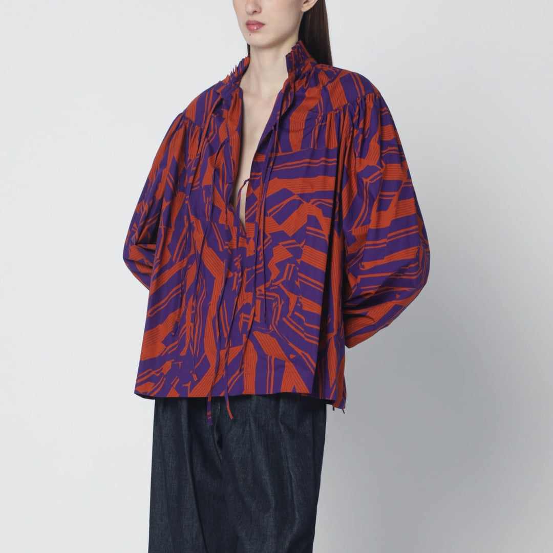Shirts &amp; Tops Dries Van Noten - Loose shirt with ruffle details and Crushed Stripe print Brand