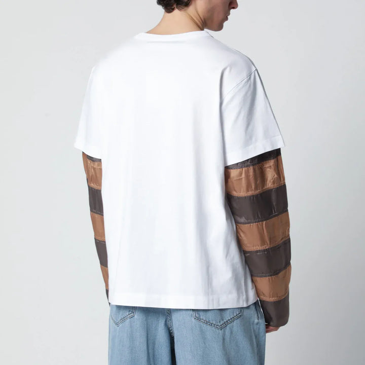 Dries Van Noten - White T-shirt with striped sleeves Brand Shirts &amp; Tops