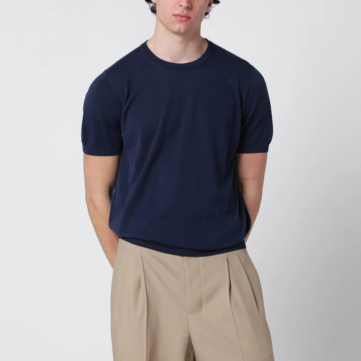 Drumohr - Blue cotton crewneck sweater Brand Shirts &amp; Tops 48 IT