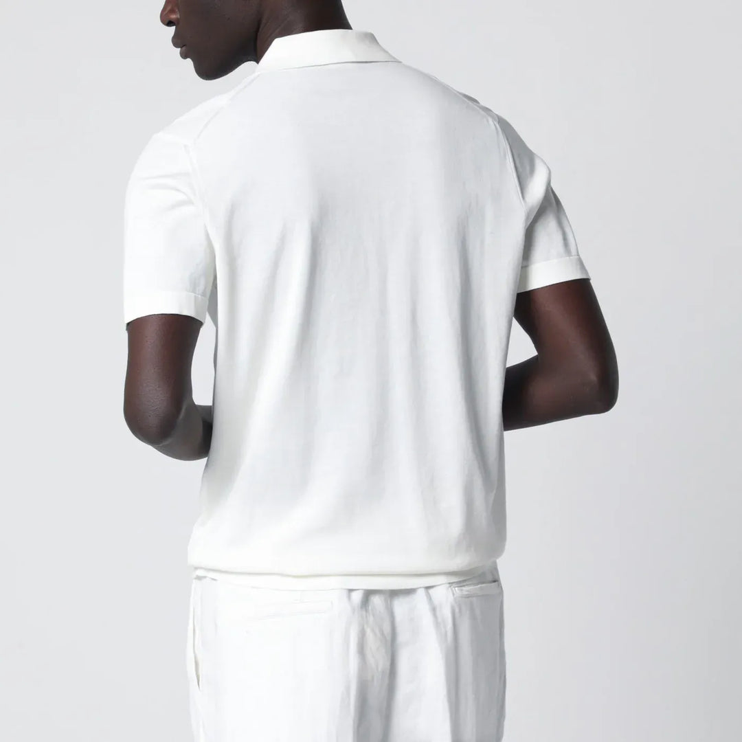 Drumohr - Milk-white cotton knit polo Brand Shirts &amp; Tops