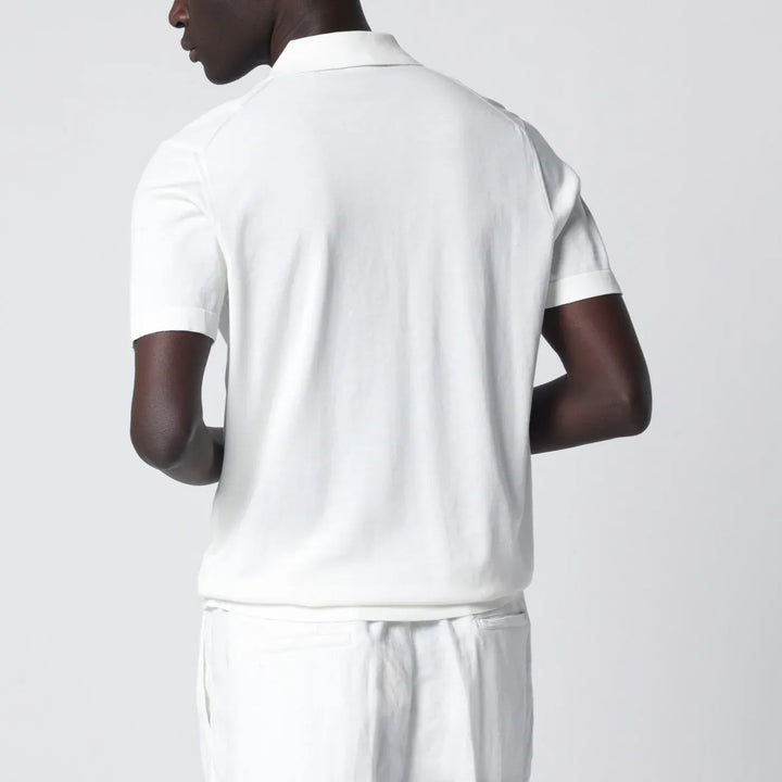 Drumohr - Milk-white cotton knit polo Brand Shirts &amp; Tops