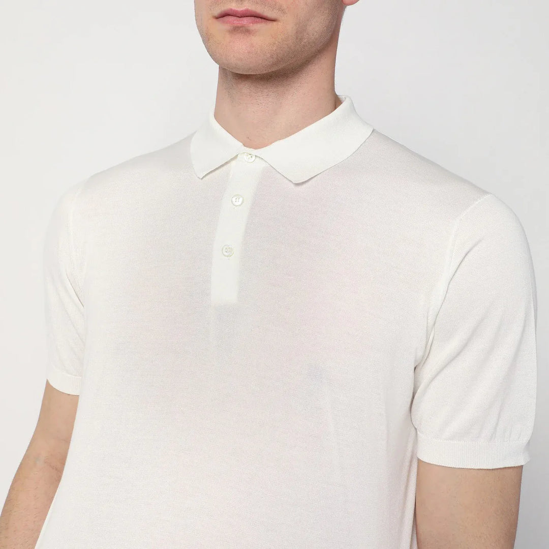 Drumohr - Milky white polo shirt in cotton Brand Shirts &amp; Tops 54 IT