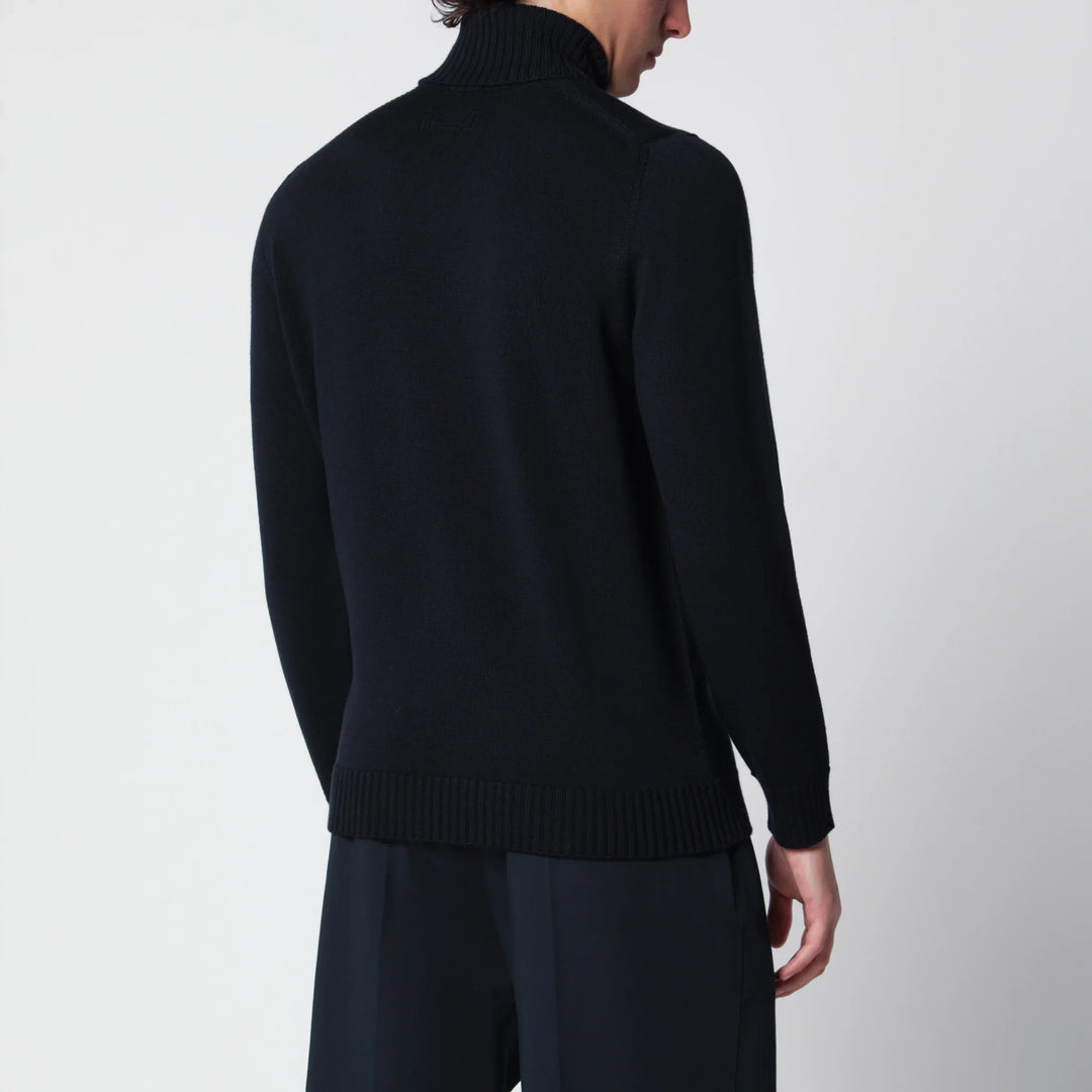 Drumohr - Navy blue wool turtleneck sweater Brand Shirts &amp; Tops