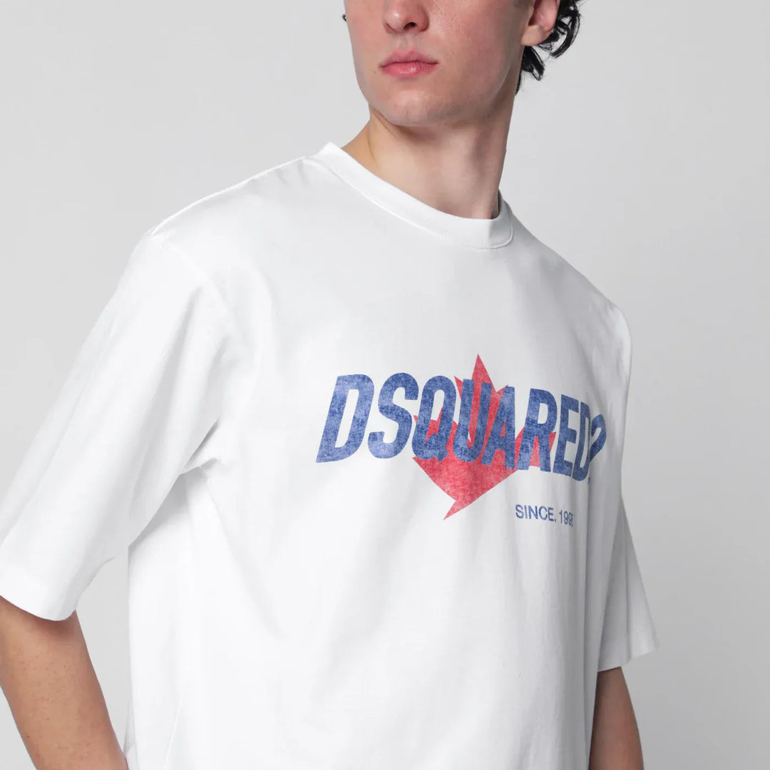 Dsquared2 - White loose-fit T-shirt with logo print Brand Shirts &amp; Tops