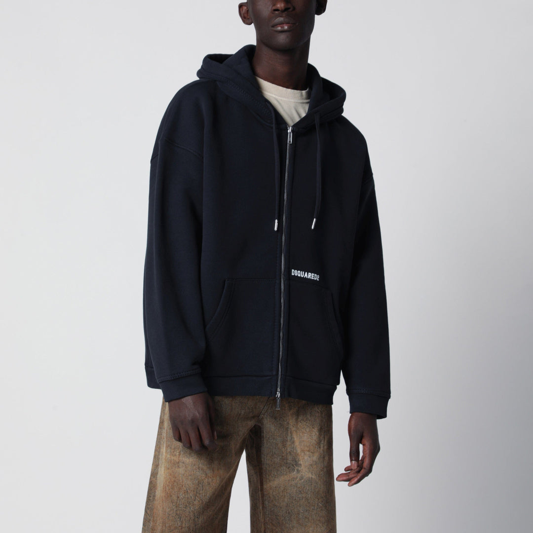 Shirts & Tops Dsquared2 - Zip-up hoodie in stretch cotton, blue Brand