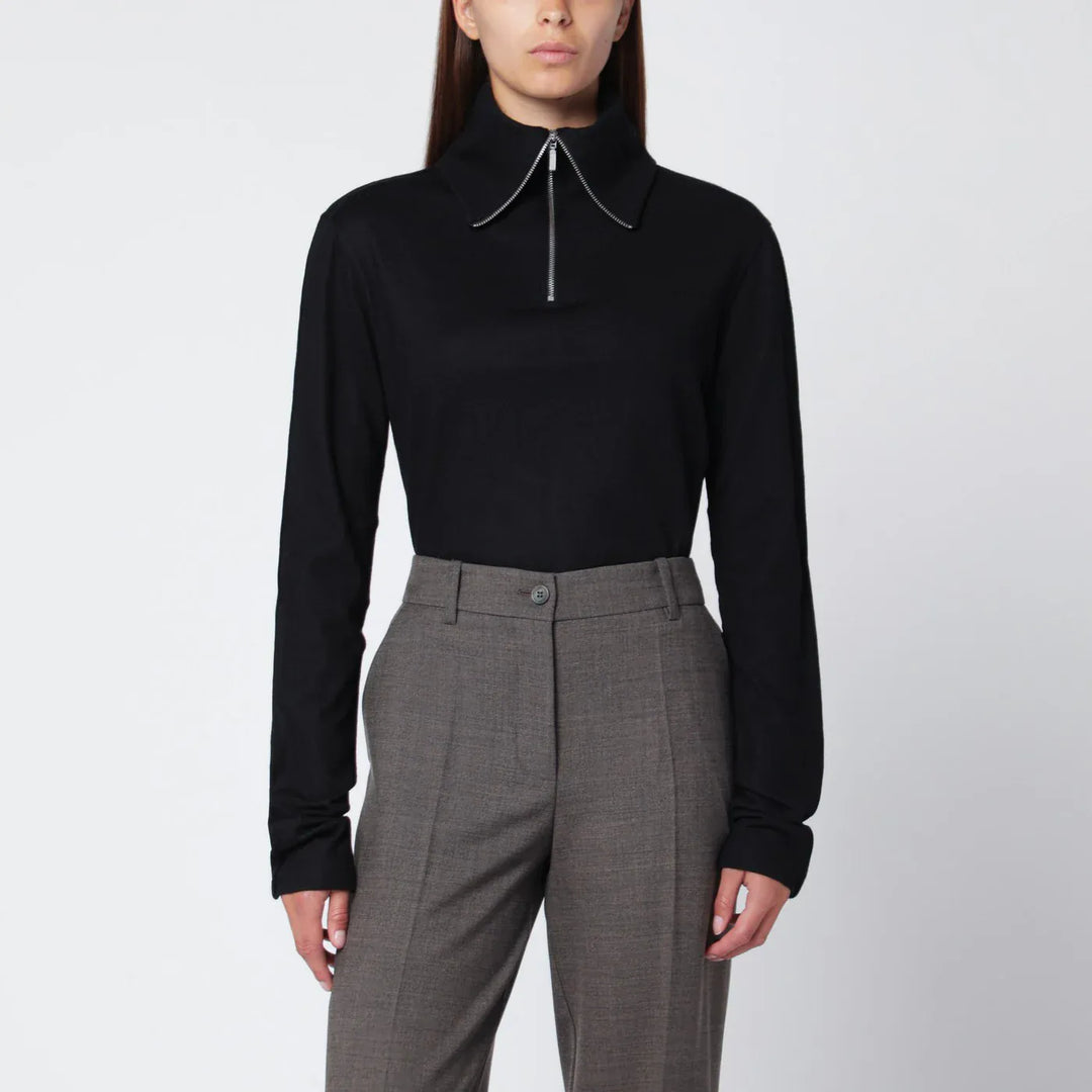 Entire Studios - Black wool zip-collar top Brand Shirts &amp; Tops L