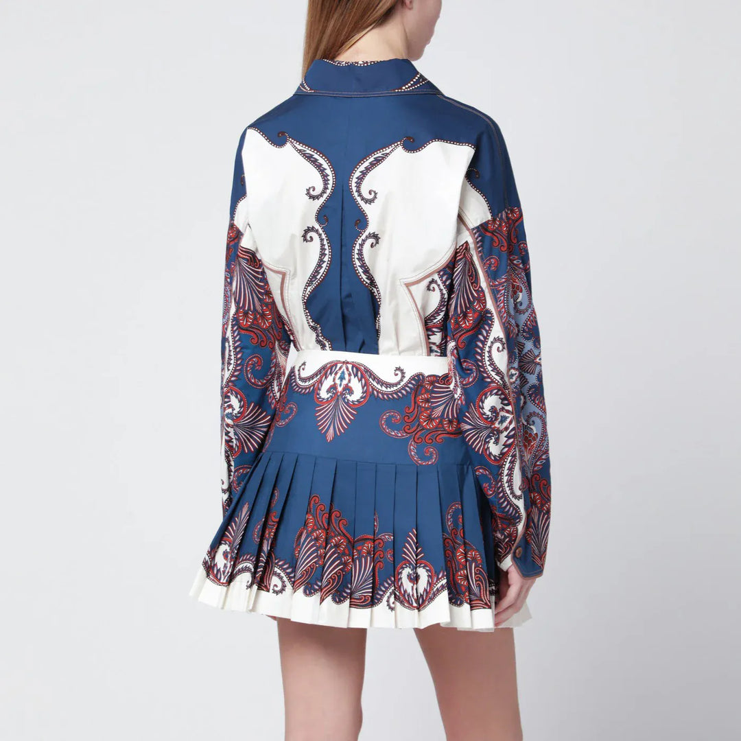 FARM Rio - Deep blue and sand shirt with arabesque print Brand Shirts &amp; Tops