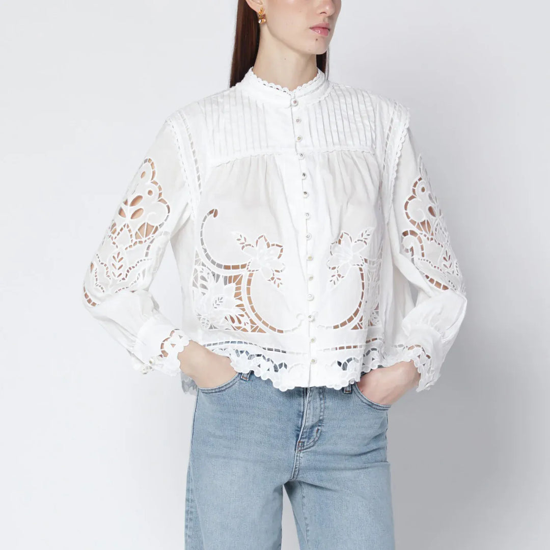FARM Rio - Richelieu white cotton blouse Brand Shirts &amp; Tops S