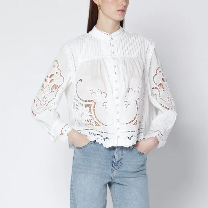 FARM Rio - Richelieu white cotton blouse Brand Shirts &amp; Tops S