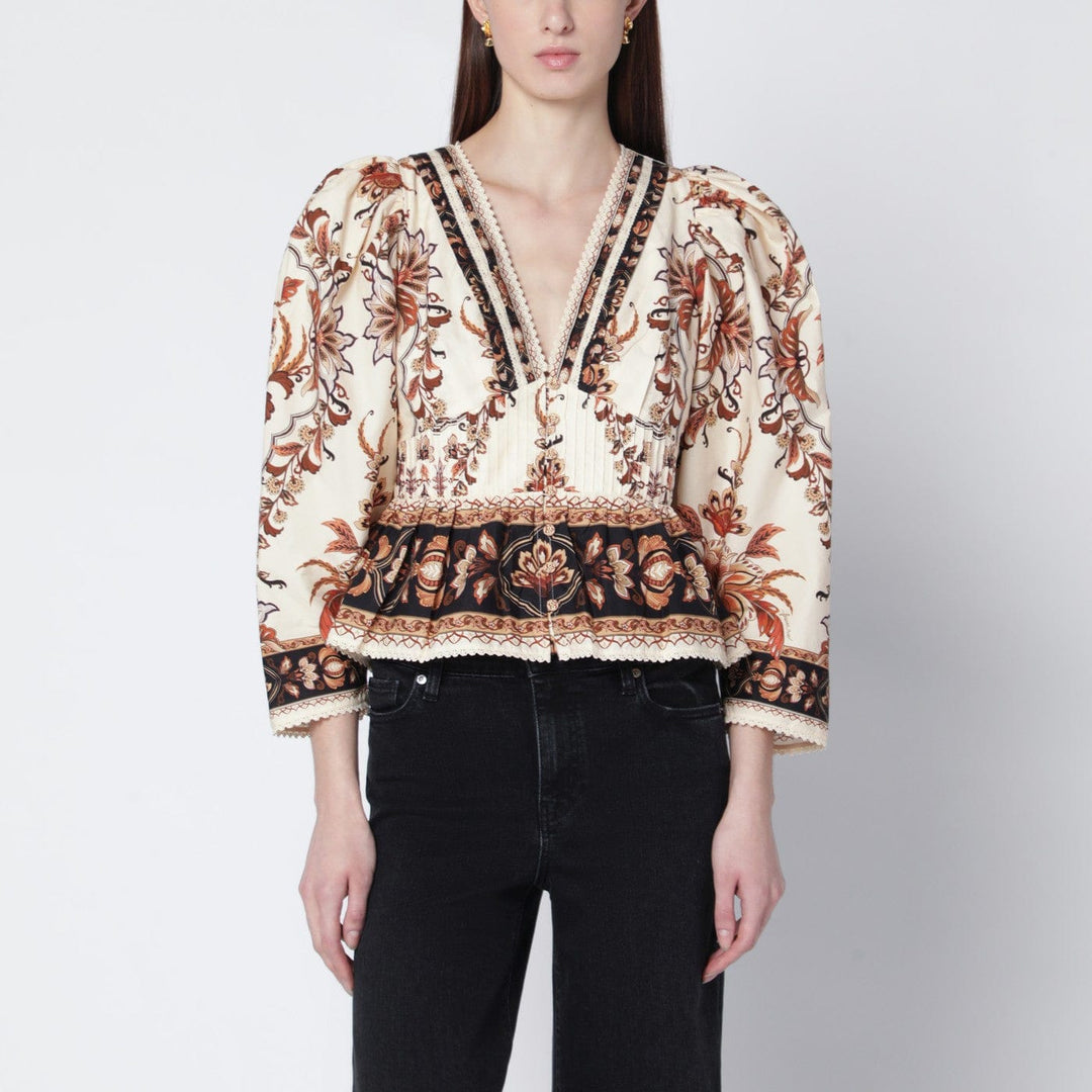 Shirts &amp; Tops FARM Rio - Sand “Majestic Garden Lace” blouse Brand