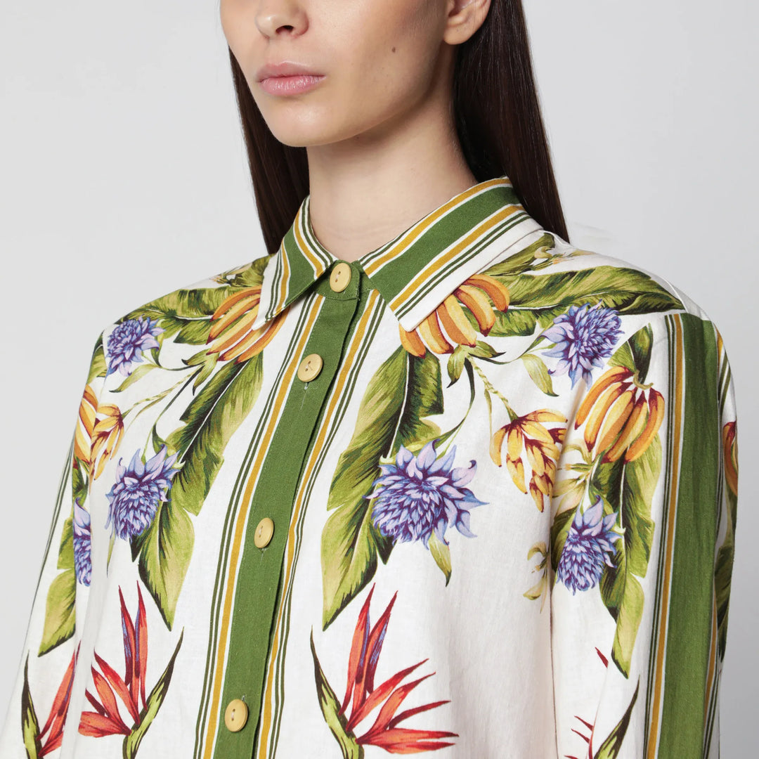 FARM Rio - Sand Tropical Scarf linen-blend shirt Brand Shirts &amp; Tops