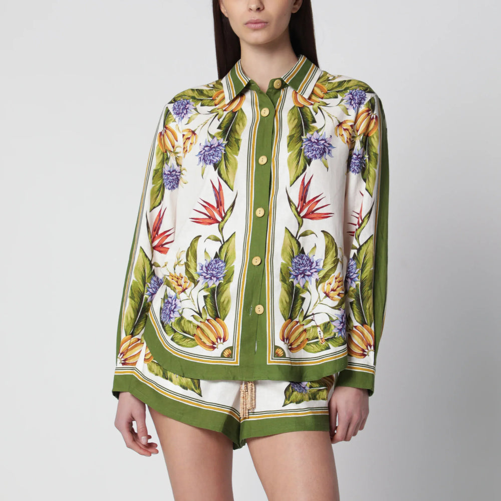 FARM Rio - Sand Tropical Scarf linen-blend shirt Brand Shirts & Tops S