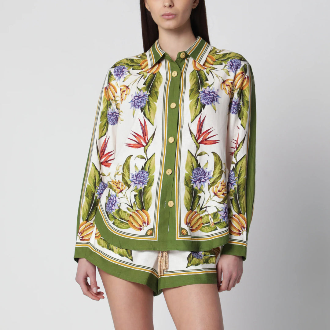 FARM Rio - Sand Tropical Scarf linen-blend shirt Brand Shirts &amp; Tops S
