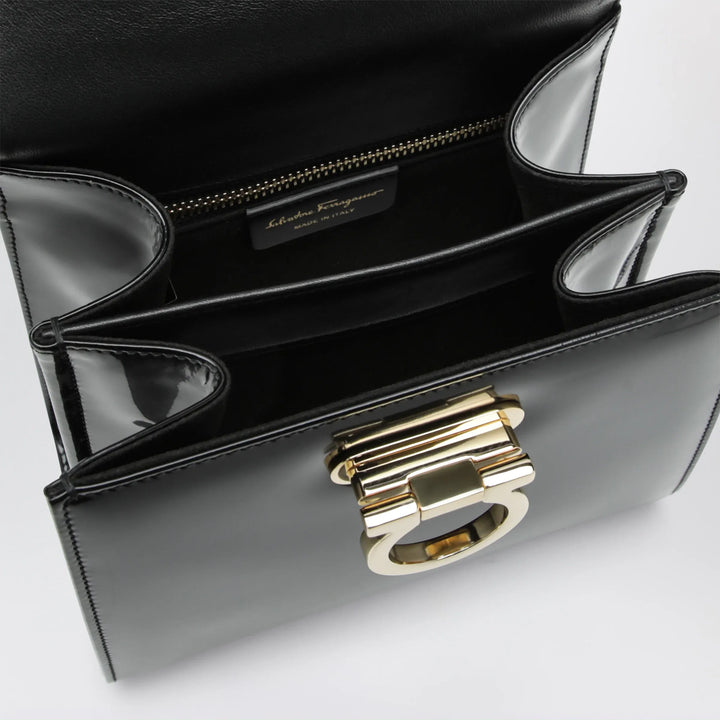 Ferragamo - Small black leather top-handle bag with Gancini closure Brand Shirts &amp; Tops TU