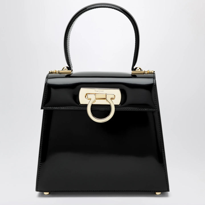 Ferragamo - Small black leather top-handle bag with Gancini closure Brand Shirts &amp; Tops TU