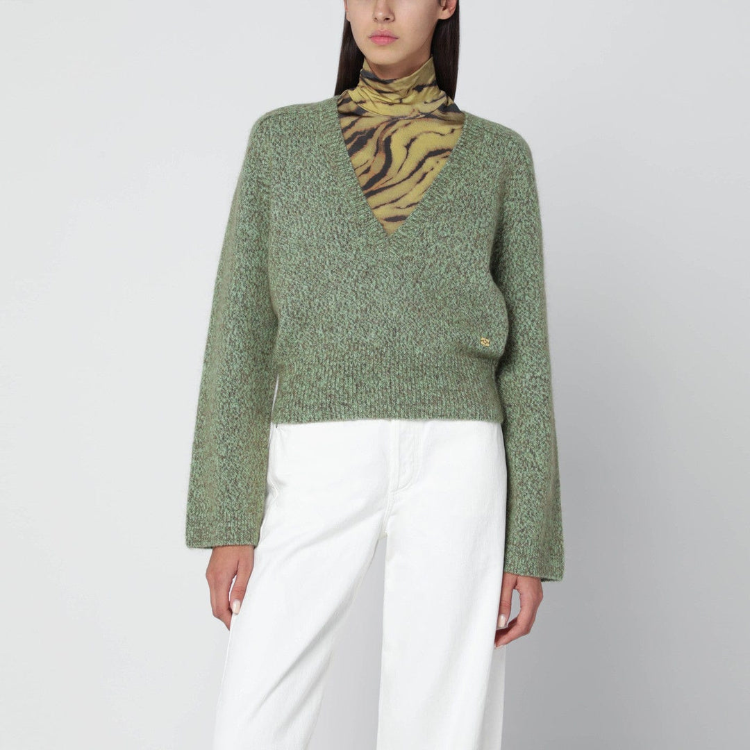 Shirts &amp; Tops GANNI - Green wool-blend textured sweater Brand