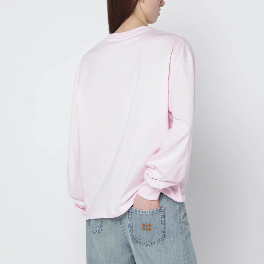 GANNI - Light pink top with logo print Brand Shirts &amp; Tops