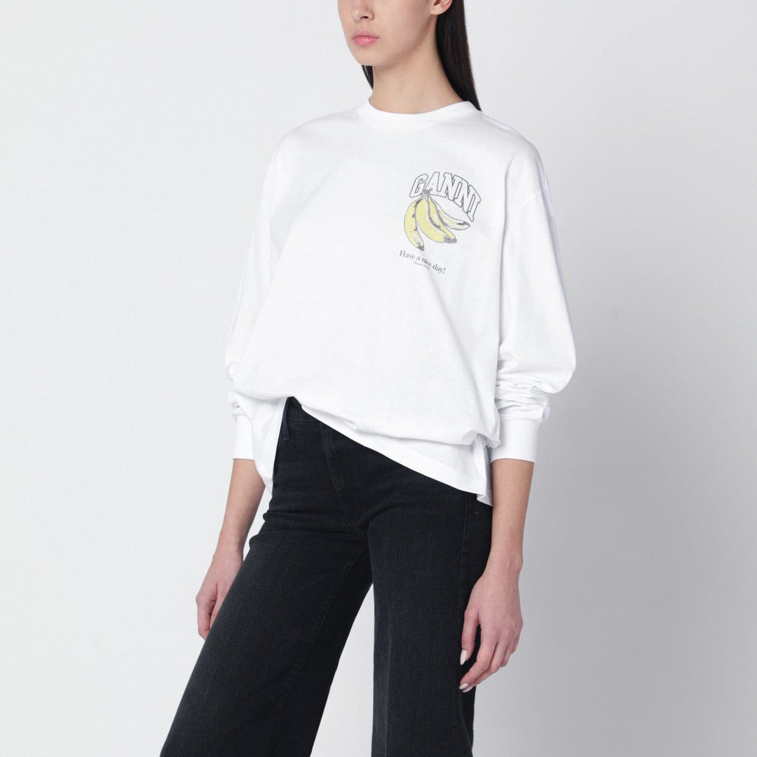 Shirts &amp; Tops GANNI - White knit top with logo print Brand