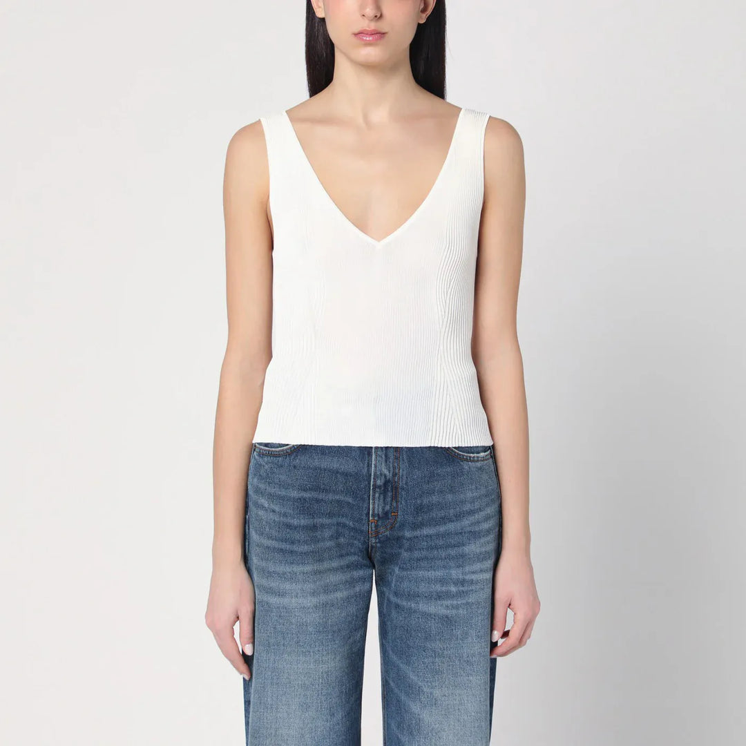 Golden Goose - Ribbed ivory tank top Brand Shirts &amp; Tops L