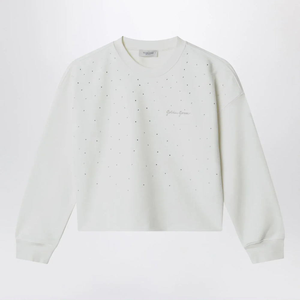 Golden Goose - White cotton sweatshirt with rhinestones Brand Shirts & Tops 4