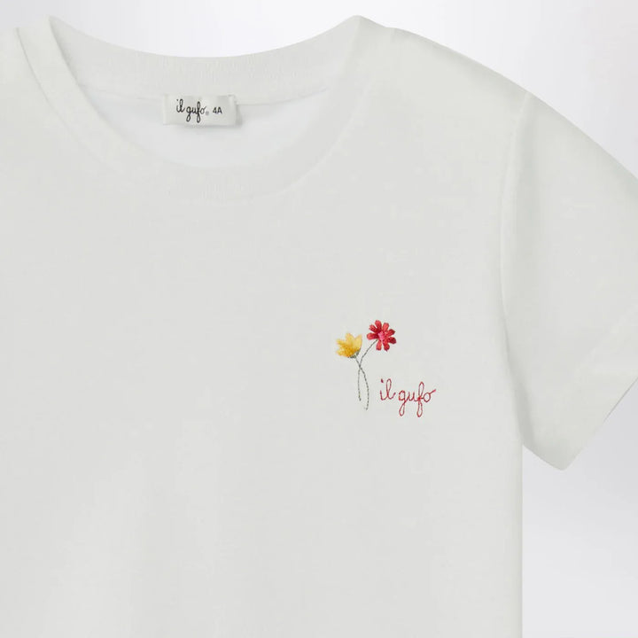 Il Gufo - White T-shirt with embroidered logo Brand Shirts &amp; Tops
