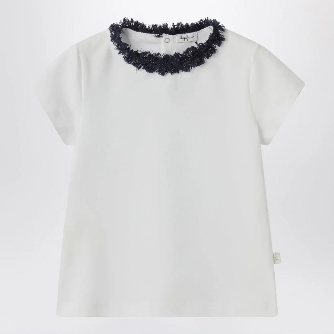Il Gufo - White T-shirt with frayed neckline Brand Shirts &amp; Tops 8Y