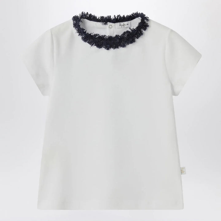 Il Gufo - White T-shirt with frayed neckline Brand Shirts &amp; Tops 8Y
