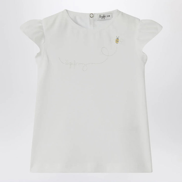 Il Gufo - White T-shirt with ruffled sleeves Brand Shirts &amp; Tops 12