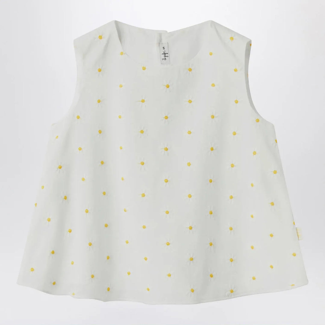 Il Gufo - White top with floral embroidery Brand Shirts &amp; Tops 4A