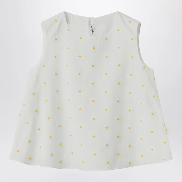 Il Gufo - White top with floral embroidery Brand Shirts &amp; Tops 4A