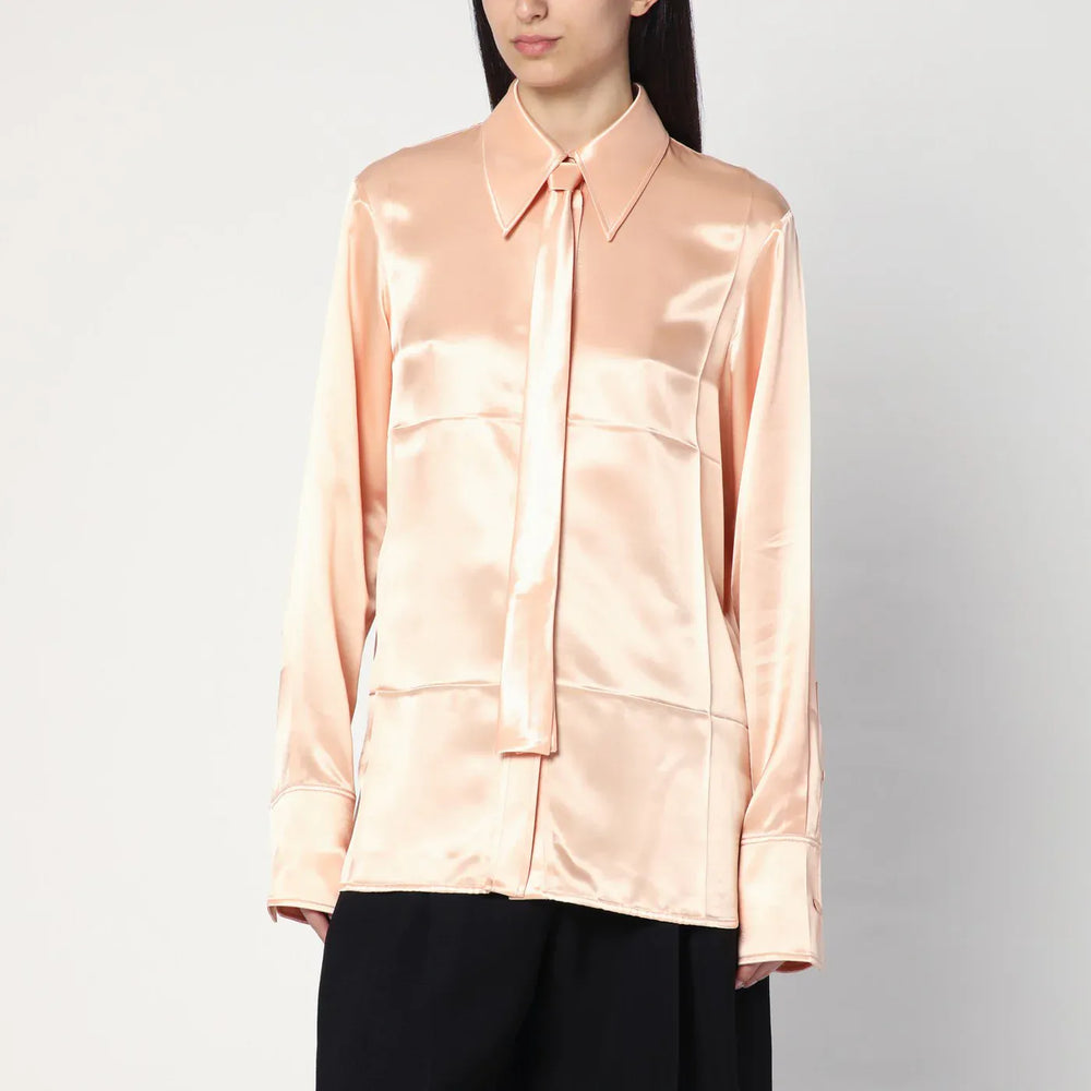 Jil Sander - Shirt with pink tie in shiny viscose blend Brand Shirts & Tops 36  FR