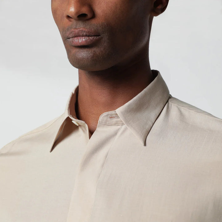 Lardini - Beige linen-blend shirt Brand Shirts &amp; Tops