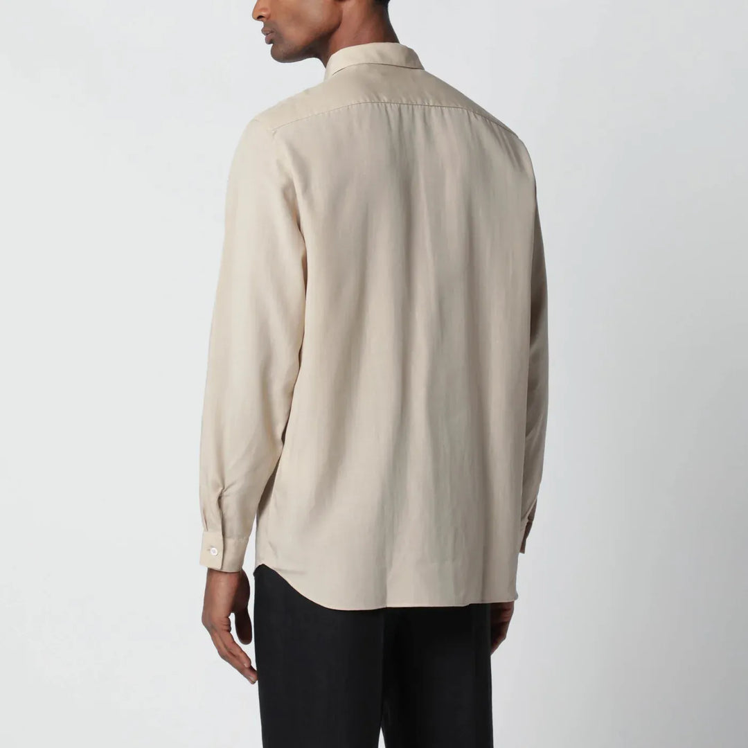 Lardini - Beige linen-blend shirt Brand Shirts &amp; Tops