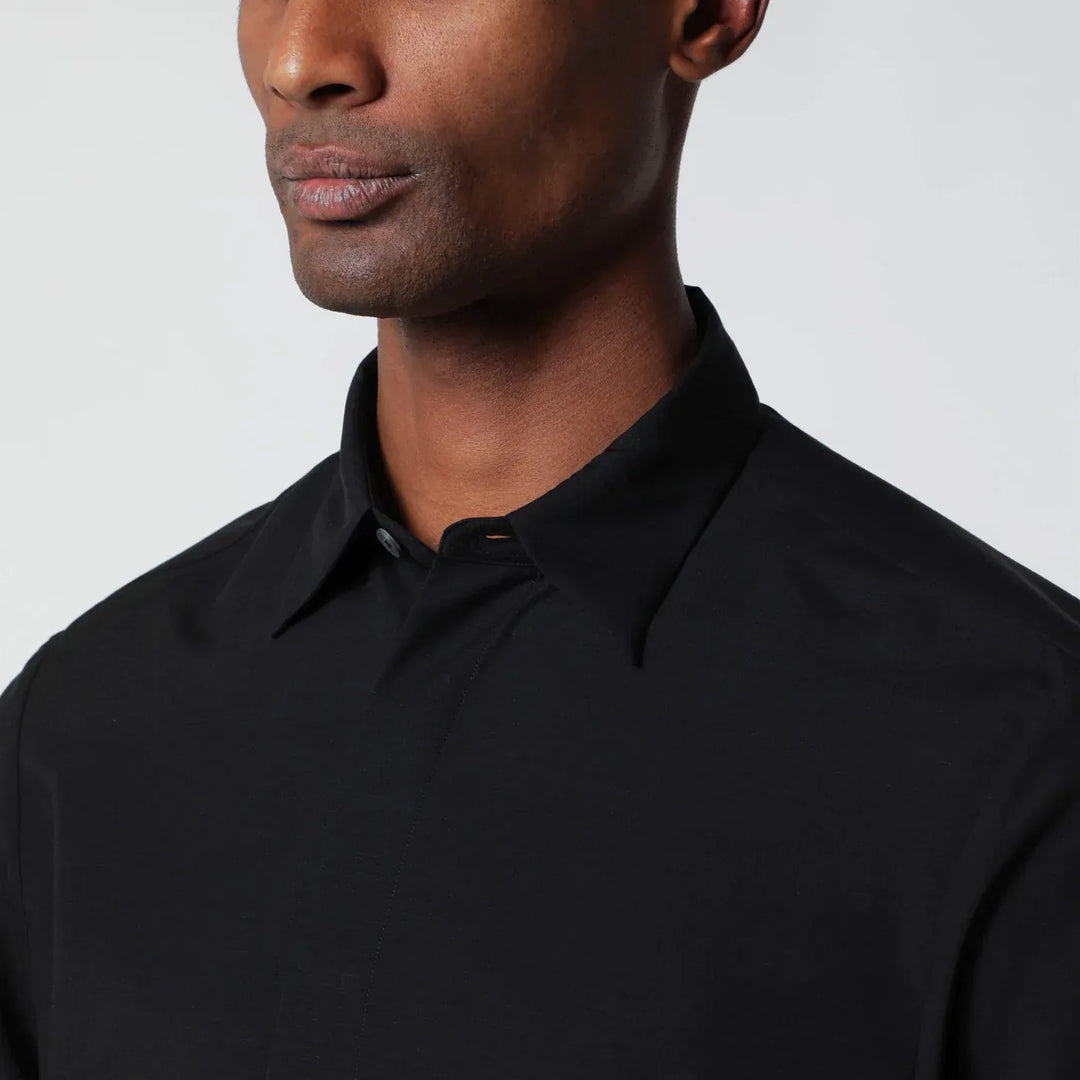 Lardini - Black linen-blend shirt Brand Shirts &amp; Tops