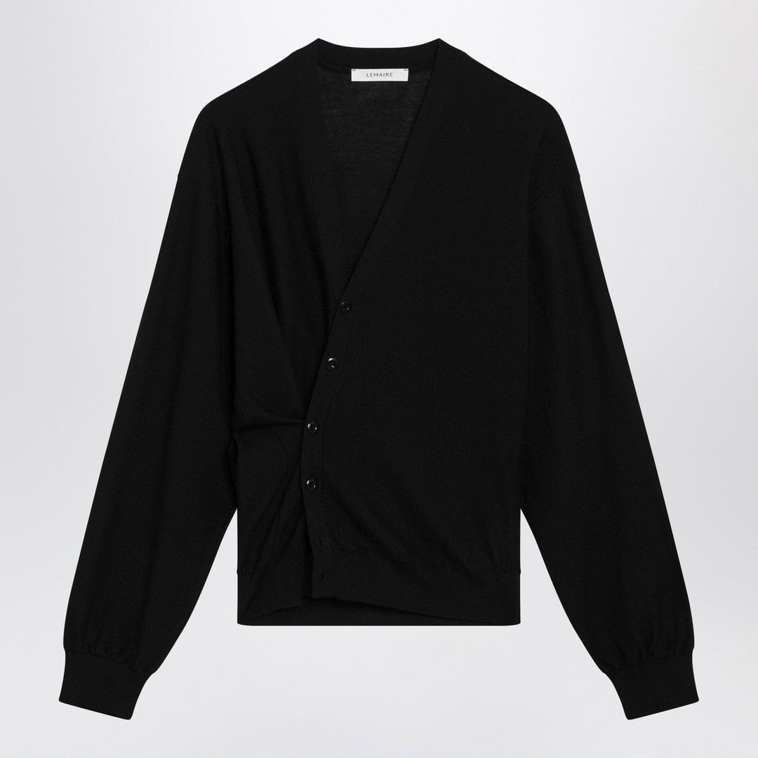 Shirts &amp; Tops LEMAIRE - Black asymmetric wool-blend cardigan Brand