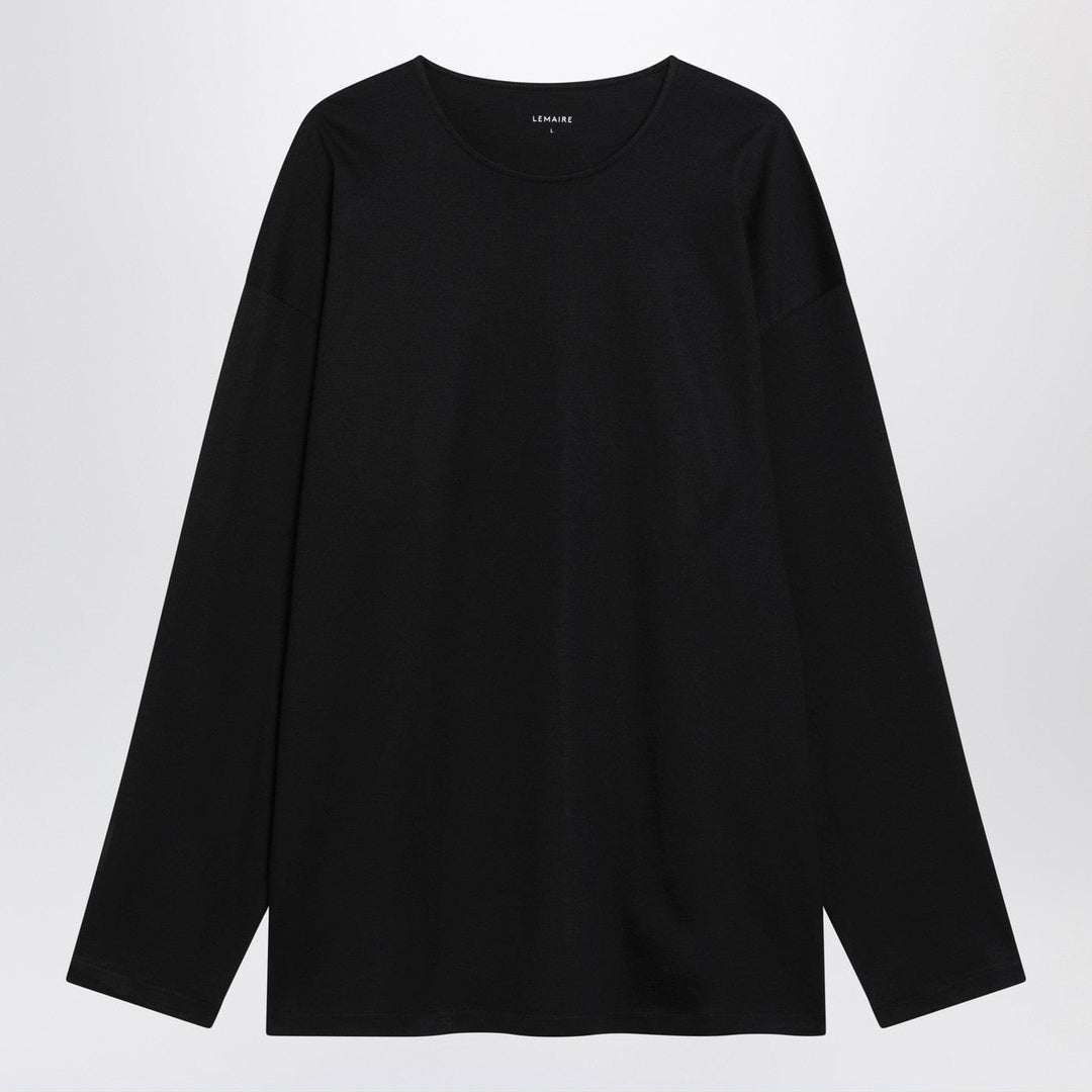 Shirts &amp; Tops LEMAIRE - Black cotton and silk interlock T-shirt Brand